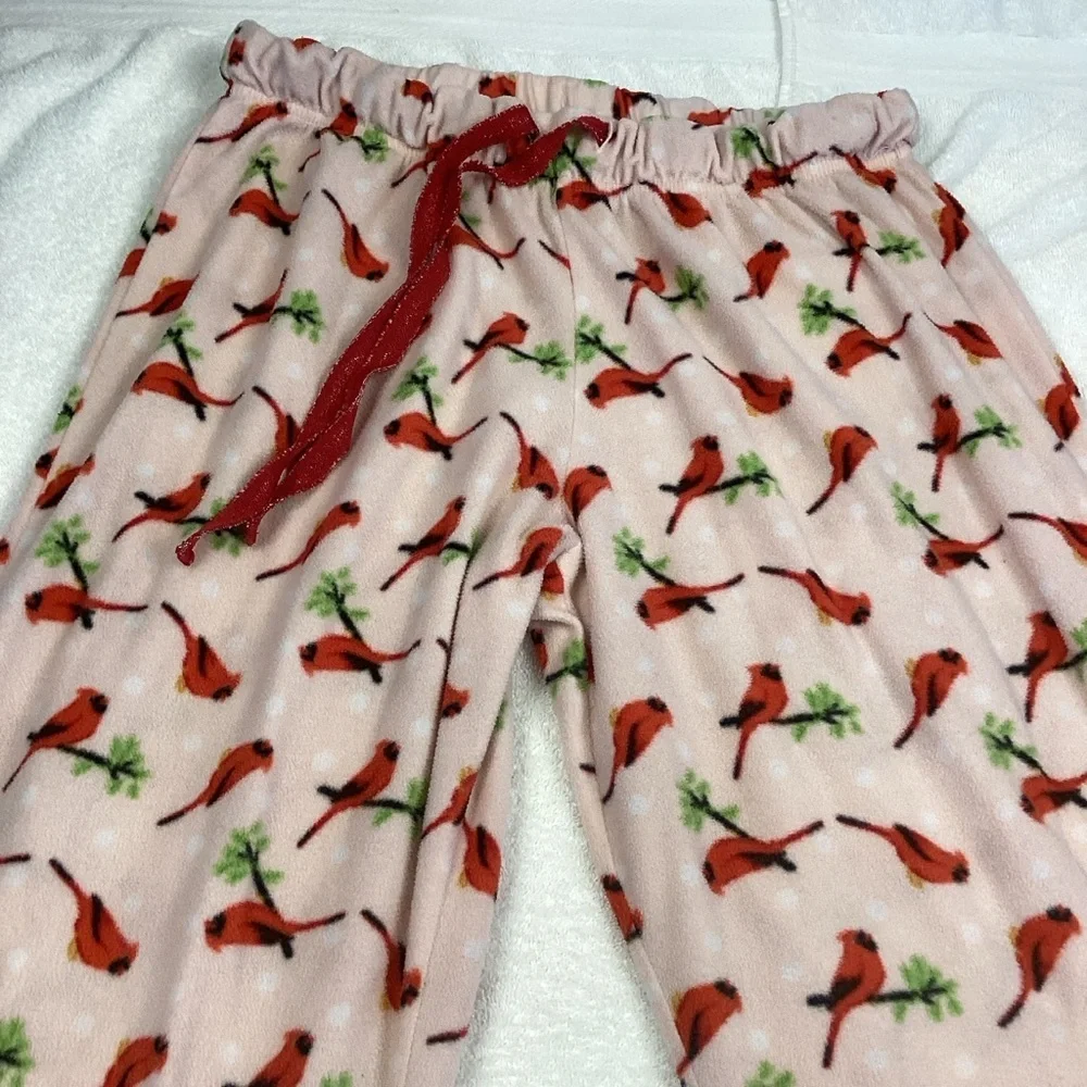 Rene Rofe Girls Pink Sleepware fleece pajama pant red cardinal Sz Lg